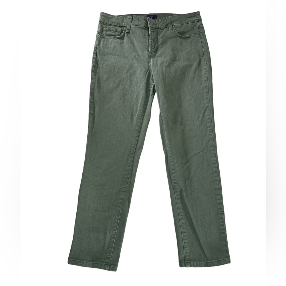 NYDJ Slim Skinny Mid Rise Green Stretch Denim Ankle Cotton Blend SZ 10 (E368)